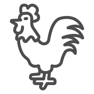 Horoz çizgisi simgesi, evcil hayvan konsepti, arka planda tavuk logosu işareti, mobil konsept ve web tasarımı için ana hatlı penis simgesi. Vektör grafikleri.