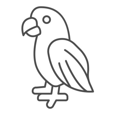 Papağan ince çizgi ikonu, evcil hayvan kavramı, beyaz arka planda papağan işareti, mobil konsept ve web tasarımı için ana hatlı papağan ikonu. Vektör grafikleri.