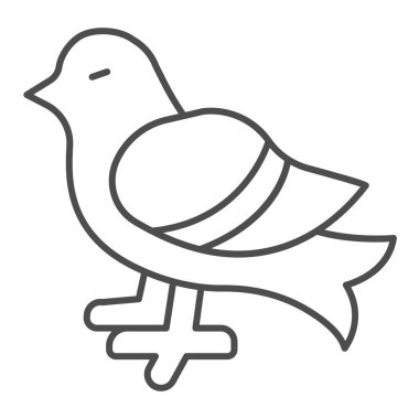 Güvercin çizgisi ikonu, evcil hayvan konsepti, beyaz arka planda şehir kuşu işareti, gezici konsept ve web tasarımı için ana hatlı güvercin ikonu. Vektör grafikleri.