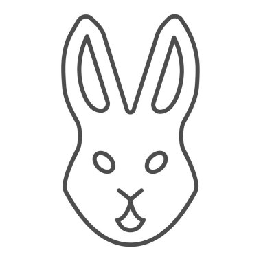 Tavşan kafası ince çizgi ikonu, evcil hayvan konsepti, beyaz arka planda tavşan yüzü işareti, mobil konsept ve web tasarımı için ana hatlı siluet ikonu. Vektör grafikleri.