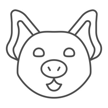 Domuz kafası, ince çizgi ikonu, evcil hayvan konsepti, beyaz arka planda domuzcuk işareti, mobil konsept ve web tasarımı için ana hatlı yüz ikonu. Vektör grafikleri.