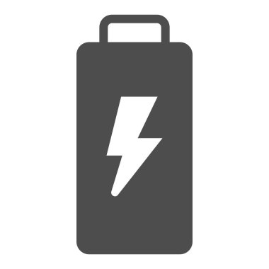 Battery with lightning solid icon, electric car concept, electric energy sign on white background, Battery icon in glyph style for mobile concept and web design. Vector graphics.