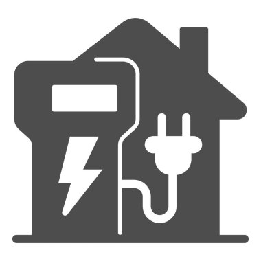 Home charging station solid icon, electric car concept, home recharge point sign on white background, EV Charging at Home icon in glyph style for mobile and web design. Vector graphics.