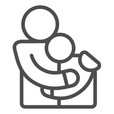 Hasta aile çizgisi ikonu, Dünya Kanser Günü konsepti, beyaz arka planda evde bakım ve bakım tabelası, mobil konsept ve web tasarımı için ana hatlı baba ve oğul ikonu. Vektör grafikleri.