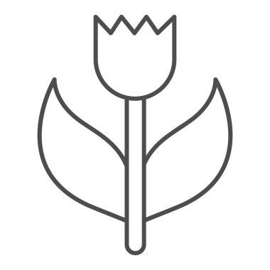 Lale çiçeği ince çizgi ikonu, Mutlu Paskalyalar konsepti, beyaz arka planda Nisan güzel çiçek tabelası, gezici konsept ve web tasarımı için Lale simgesi. Vektör grafikleri.