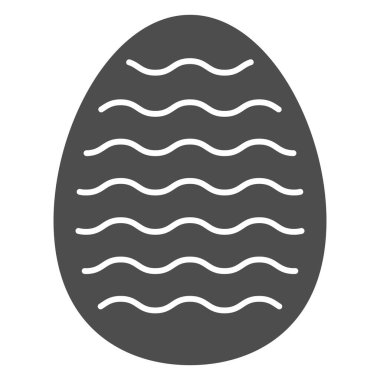 Dalgalı Paskalya yumurtası katı ikon, Mutlu Paskalya konsepti, kıvrımlı çizgileri olan paskalya yumurtası beyaz arka planda, çizgili yumurta ikonu, mobil ve web için glifli. Vektör grafikleri.