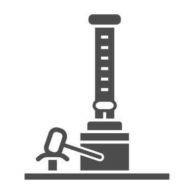 Çekiç sürücüsü katı ikon, sürüş konsepti, beyaz arka planda çekim gücü işareti, mobil için glyph tarzı eğlence tesisleri çekiç ikonu. Vektör grafikleri.