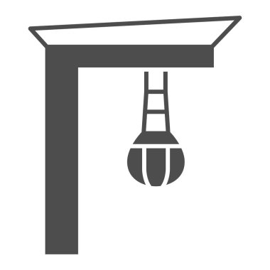 Boks çantası çekimi katı ikon, sürüş konsepti, beyaz arka planda top işareti, mobil konsept için boks yumruk makinesi simgesi, web tasarımı. Vektör grafikleri.