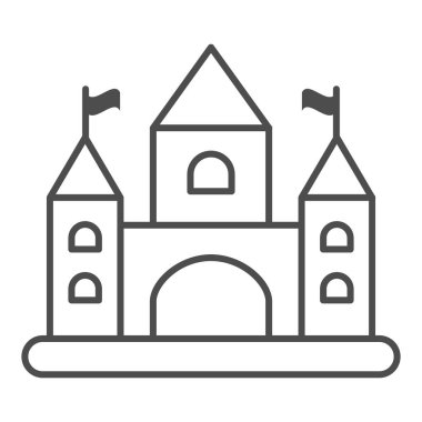 Cazibe Şişirilebilir İnce Satır simgesi, Biniş konsepti, Beyaz zemin üzerinde şişirilebilir slayt tabelası, Mobil konsept ve web tasarımı için kale ikonu. Vektör grafikleri.