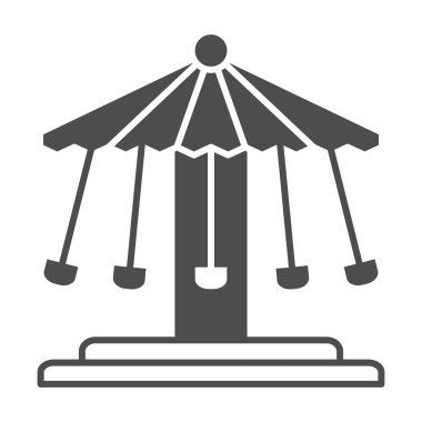 Zincir atlıkarınca katı ikonu, sürüş konsepti, beyaz arka planda karnaval salıncak tabelası, mobil ve web tasarımı için glifli sandalye salıncak ikonu. Vektör grafikleri.