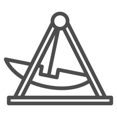 Cazibe Swing çizgisi ikonu, Sürüş konsepti, beyaz arka planda lunapark tabelasında tekne atlıkarınca, mobil ve web için ana hatlı çekim ikonu. Vektör grafikleri.