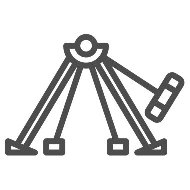 Cazibe sarkaç çizgisi ikonu, sürüş konsepti, beyaz arka planda panayır cazibe tabelası, mobil ve web tasarımı için ana hatlı Beşinci Element simgesi. Vektör grafikleri.