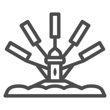 Cazibe Atlıkarınca roket hattı ikonu, biniş konsepti, beyaz arka planda roket salıncak işareti, mobil konsept ve web tasarımı için ana hatlı karnaval atlıkarınca ikonu. Vektör grafikleri.