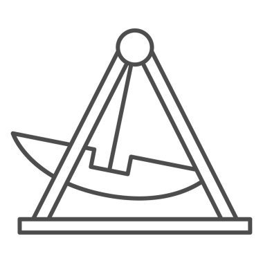 Cazibe İnce çizgi ikonu, Biniş konsepti, beyaz arka planda eğlence parkı tabelasında kayık atlıkarınca, mobil ve web için taslak stili gemi çekim ikonu. Vektör grafikleri.