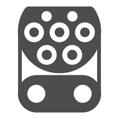 CCS şarj simgesi, elektrikli araba konsepti, beyaz arka planda elektrik prizi tabelası, mobil ve web tasarımı için glifli SAE simgesi şarj ediliyor. Vektör grafikleri.