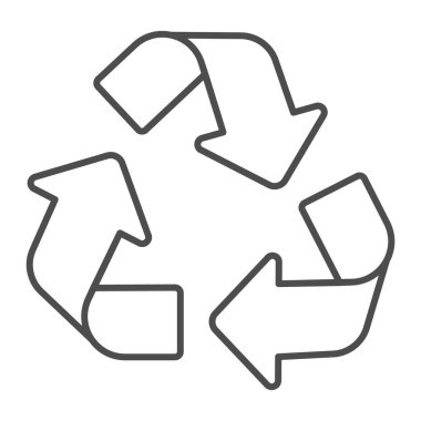 Malzemelerin geri dönüşümü ince çizgi simgesi, elektrikli araba konsepti, yeniden kullanımı, azaltımı, beyaz arka planda geri dönüşüm işareti, mobil ve web için ana hatlar şeklinde eko yeşil geri dönüşümlü sembol. Vektör grafikleri.