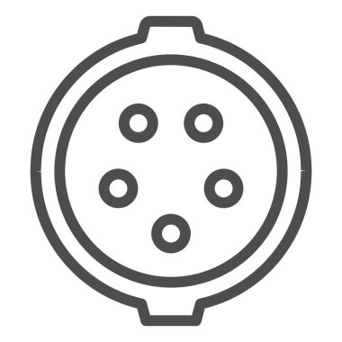 Üç faz şarj soket hattı ikonu, elektrikli araba konsepti, beyaz arka planda elektrik prizi tabelası, mobil için her ikonu şarj eden konnektör. Vektör grafikleri.