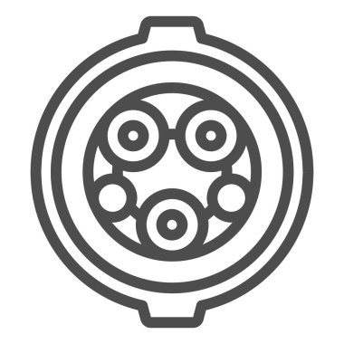 Elektrikli araba şarj etme ikonu, elektrikli araba konsepti, beyaz arka planda elektrikli araç tabelasını şarj etmek için konnektör, J-1772 şarj portu simgesi ana hat tarzında. Vektör grafikleri.