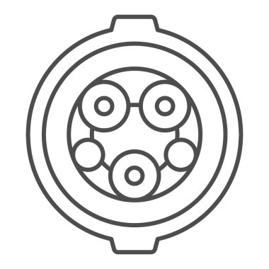 Elektrikli araba şarj etme ikonu, elektrikli araba konsepti, beyaz arka planda elektrikli araç tabelasını şarj etmek için konnektör, J-1772 şarj portu simgesi ana hat tarzında. Vektör grafikleri.