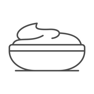 Aligot patates püresi ince çizgi ikonu, Fransız gıda konsepti, beyaz arka planda patates tabağı vektör işareti, mobil konsept ve web tasarımı için patates püresi tasarımı tarzı. Vektör grafikleri.