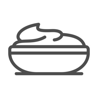 Aligot patates püresi çizgisi ikonu, Fransız yemeği konsepti, beyaz arka planda patates tabağı vektör işareti, mobil konsept ve web tasarımı için patates püresi tasarımı tarzı. Vektör grafikleri.