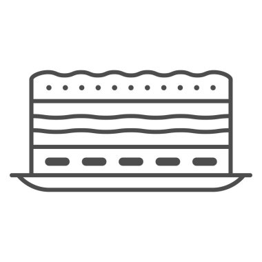 Neopolitan kek çizgisi, ince çizgi ikonu, Fransız gıda konsepti, beyaz arka planda pasta vektör işareti, mobil konsept ve web tasarımı için Fransız kek tasarımı tarzı. Vektör grafikleri.