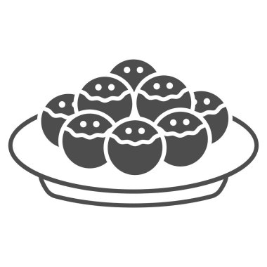 Sünger kek Boucher katı ikonu, Fransız yemeği kutsaması, beyaz arka planda büfe vektör işareti, mobil konsept ve web tasarımı için boucher tatlı kabartması. Vektör grafikleri.