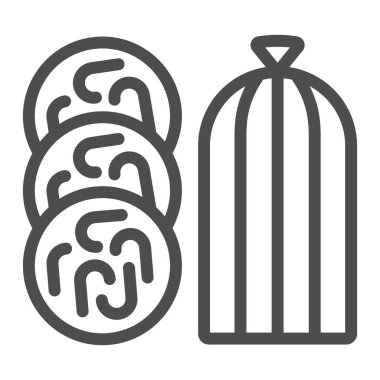 Fransız baharatlı sosis ve anduyent çizgisi ikonu, Fransız gıda konsepti, beyaz arka planda sosis vektör işareti, mobil konsept ve web tasarımı için dilimlenmiş sosis ana hatları. Vektör grafikleri.