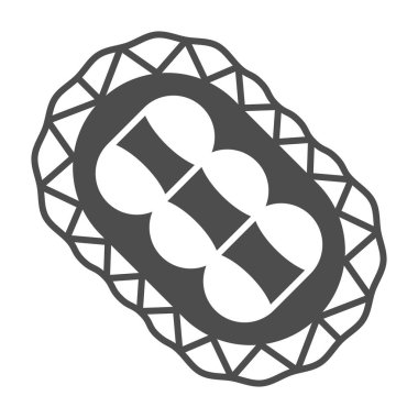 Fransız usulü kremalı çörekler katı ikon, Fransız gıda konsepti, beyaz arka planda çörek vektör tabelası, mobil konsept ve web tasarımı için muhallebi kabartması. Vektör grafikleri.