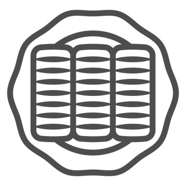 Kremalı çörek çizgisi ikonu, Fransız yemeği konsepti, beyaz arka planda kremalı çörekler vektör işareti, mobil konsept ve web tasarımı için krem rulo tasarımı tarzı. Vektör grafikleri.