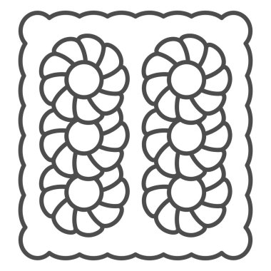 Cannele ince çizgi ikonu, Fransız yemek konsepti, beyaz arka planda Canele tatlı vektör tabelası, mobil konsept ve web tasarımı için fransız bicuit tasarımı. Vektör grafikleri.