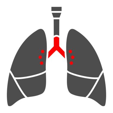 Bronşit katı ikonu, insan hastalıkları konsepti, beyaz arka planda insan akciğeri işareti, mobil konsept ve web tasarımı için glifli bronşit hastalığı akciğerleri simgesi. Vektör grafikleri.