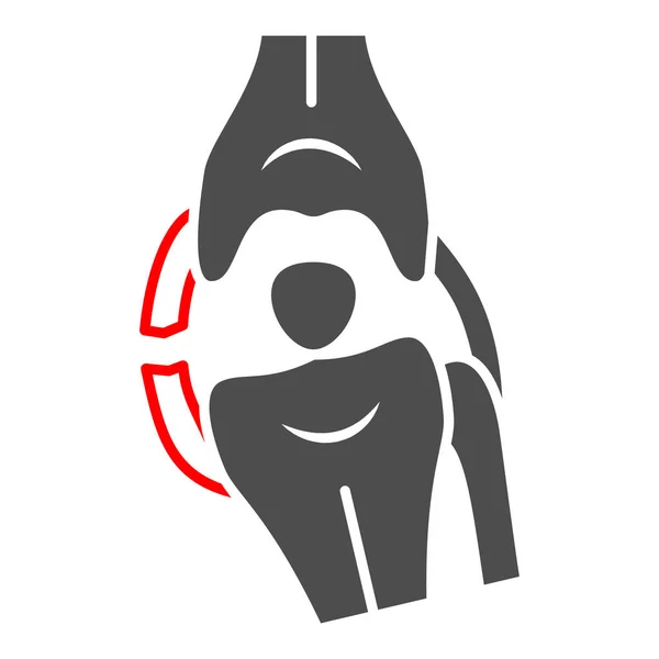 Zijdelingse knie ligament breuk solide pictogram, Menselijke ziekten concept, knieproblemen teken op witte achtergrond, Bone trauma pictogram in glyph stijl voor mobiele concept en web design. vectorgrafieken. — Stockvector