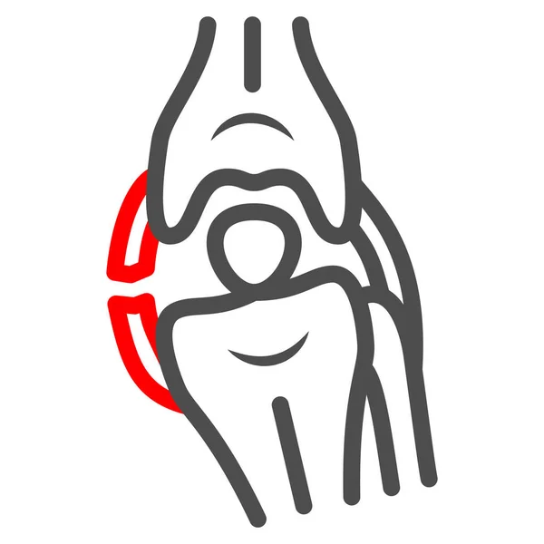 Zijdelingse knie ligament breuk lijn pictogram, Menselijke ziekten concept, knieproblemen teken op witte achtergrond, Bottrauma pictogram in grote lijnen stijl voor mobiele concept en web design. vectorgrafieken. — Stockvector