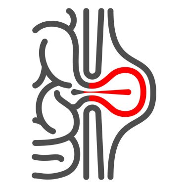 Inguinal hernia line icon, Human diseases concept, hernia sign on white background, Peritonitis icon in outline style for mobile concept and web design. Vector graphics.