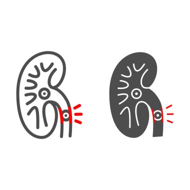 Kidney stones line and solid icon, Human diseases concept, dialysis sign on white background, Treatment of kidney stones icon in outline style for mobile concept and web design. Vector graphics.