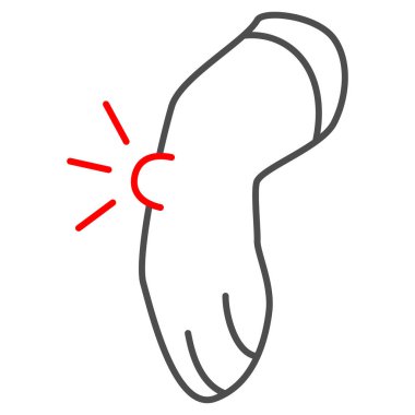 Köpek bacağı, ince çizgi ikonu, evcil hayvan konsepti hastalıkları, beyaz arka planda köpek işaretli apse, mobil konsept ve web tasarımı için taslak biçimli yaralı bacak ikonu olan evcil hayvan. Vektör grafikleri.