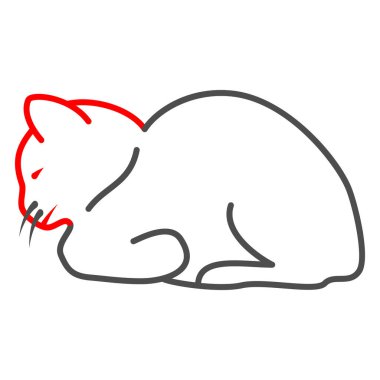 Kedi çizgi çizgisi ikonu, evcil hayvan konsepti hastalıkları, beyaz arka planda kedi işareti, gezici konsept ve web tasarımı için kedi vebası ikonu. Vektör grafikleri.