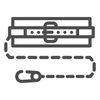 Emniyet kemeri çizgisi ikonu, güvenlik mühendisliği kavramı, arka planda emniyet kemeri işareti, mobil konsept ve web tasarımı için emniyet kemeri ikonunuzu ana hatlar şeklinde takın. Vektör grafikleri.