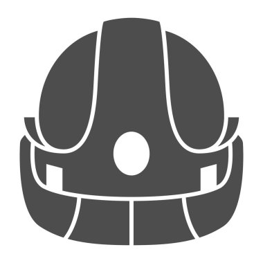 İtfaiyeci miğferi katı ikonu, güvenlik mühendisliği konsepti, arka planda koruyucu kask işareti, mobil konsept ve web tasarımı için glifli İtfaiyeci başlığı simgesi. Vektör grafikleri.