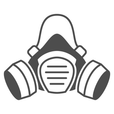 Koruyucu solunum katı ikon, güvenlik mühendisliği konsepti, beyaz arka planda kimyasal gaz maskesi işareti, mobil konsept ve web tasarımı için glifte solunum ikonu. Vektör grafikleri.