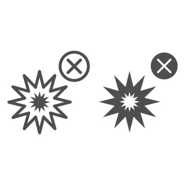 Kıvılcım çizgisi yok, sağlam bir ikon, güvenlik mühendisliği konsepti, beyaz arka planda havai fişek yok, mobil konsept ve web tasarımı için tasarım tarzında yasaklı kıvılcım ikonu. Vektör grafikleri.