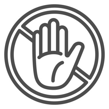 Tehlike çizgisi simgesi yok, güvenlik mühendisliği kavramı yok, beyaz arka planda dur işareti yok, mobil konsept ve web tasarımı için ana hatlı el simgesi yok. Vektör grafikleri.
