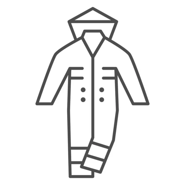 Ochranné kombinézy tenká čára ikona, Bezpečnostní inženýrství koncept, Noste ochranné oděvy znamení na bílém pozadí, ochranný pracovník uniforma ikona v obrysu stylu pro mobilní, web. Vektorová grafika. — Stockový vektor