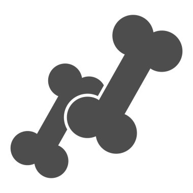 Küçük ve büyük kemik katı ikonu, hayvan hastanesi konsepti, köpek arka planda kemik çiğneme işareti, mobil konsept ve web tasarımı için iki kemik ikonu. Vektör grafikleri.