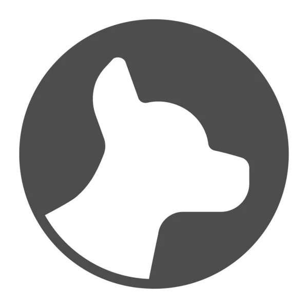 Cabeça de cão em círculo ícone sólido, conceito de hospital animal, sinal de animal de estimação no fundo branco, ícone de silhueta cabeça de cão no estilo glifo para o conceito móvel e web design. Gráficos vetoriais. — Vetor de Stock