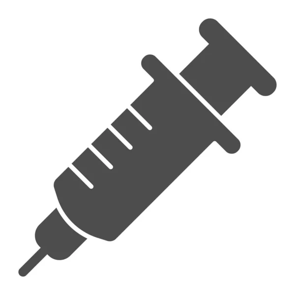Syringe solid icon, 동물 병원 컨셉, 하얀 배경에 대한 백신 접종 사인, 모바일 컨셉 과 웹 디자인을 위한 glyph 스타일 의 Syringe 아이콘. 벡터 그래픽. — 스톡 벡터
