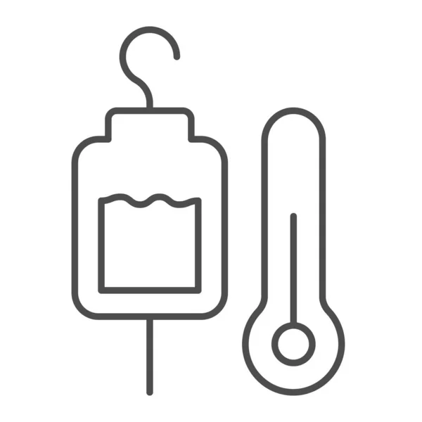 Термометр и термометр тонкая линия иконка, концепция больницы для животных, знак Медицинские инструменты на белом фоне, дроппер и термометр иконка в стиле очертания для мобильного и веб-дизайна. Векторная графика. — стоковый вектор