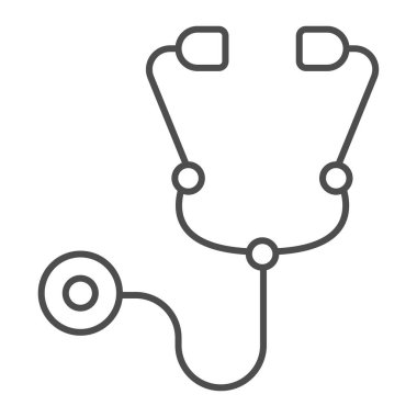 Doktor steteskop ince çizgi ikonu, hayvan hastanesi konsepti, beyaz arkaplanda tabela, steteskop simgesi mobil konsept ve web tasarımı için tasarım. Vektör grafikleri.