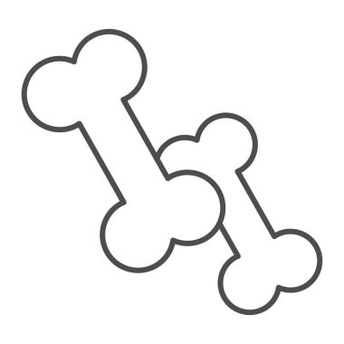 Küçük ve büyük kemik çizgisi ikonu, hayvan hastanesi konsepti, köpek arka planda kemik çiğneme tabelası, mobil konsept ve web tasarımı için iki kemik ikonu. Vektör grafikleri.